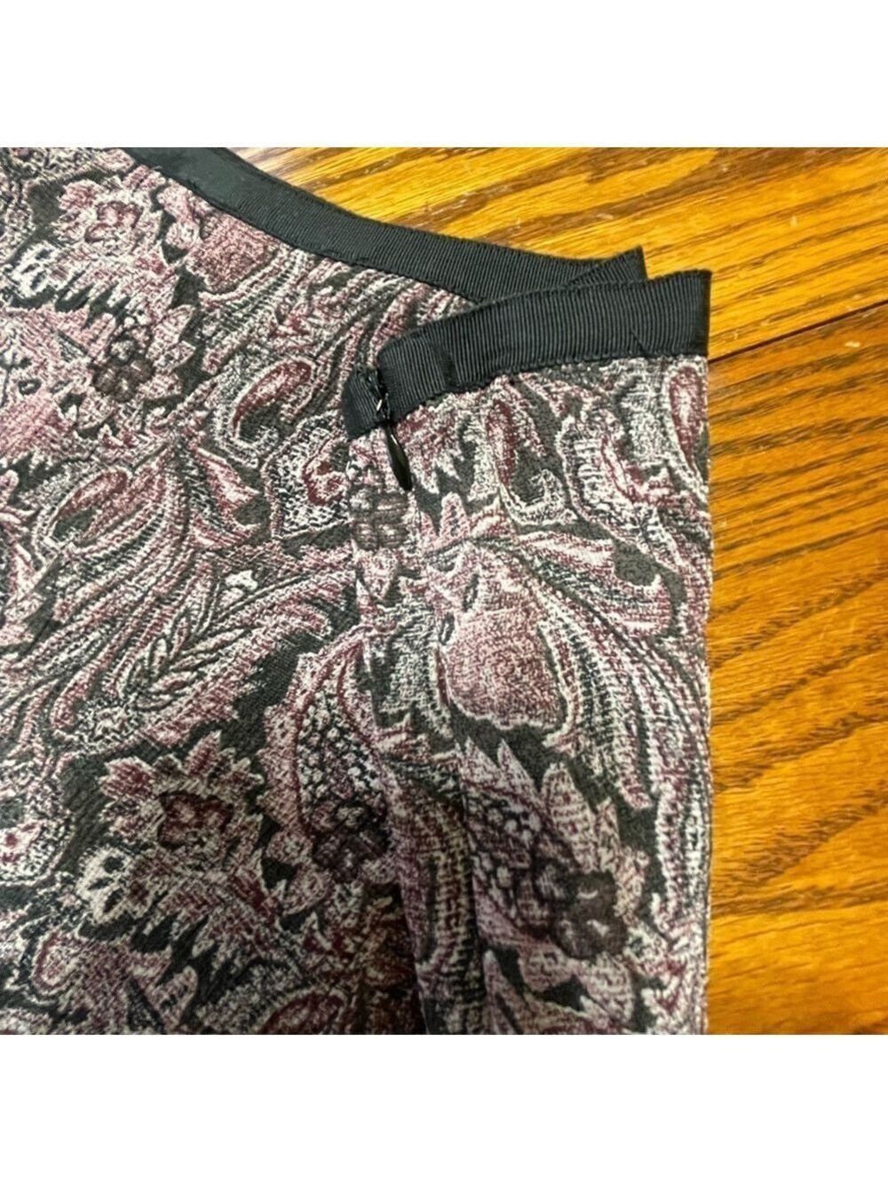 Vintage Y2K Liz Claiborne Maxi Skirt Paisley Purple Black Scarf Hem Flowing 8P - Picture 7 of 13